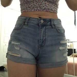 Light washed ripped shorts